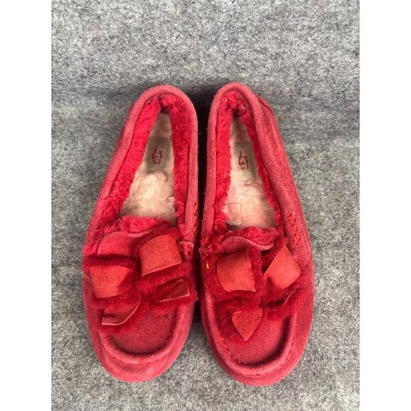 Women's Red Suede Moccasins - Picture 3 of 9